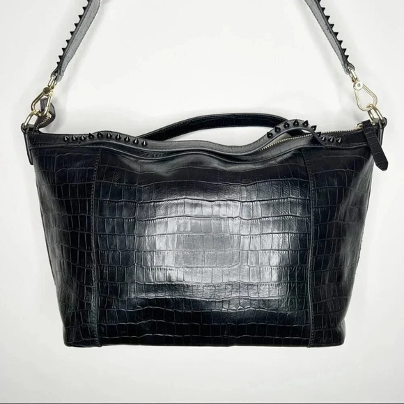 Cole Haan Rodarte Black Croc-Embossed Satchel purse - Picture 5 of 15